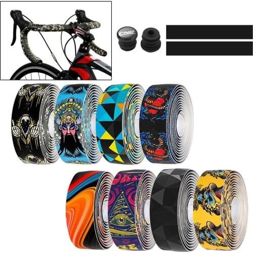 1 Pair Bicycle Bar Tape Bar Plug Handlebar Tape PU Road Bike Handlebar Straps Strap Non-slip Grip Wrap Cycling Accessories