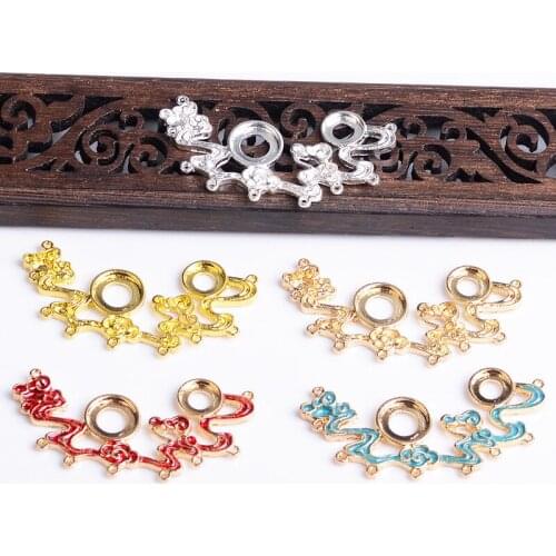 10pcs 52x28mm New Metal Alloy Enamel Hollow Cloud Pattern Connectors DIY Hair Earrings Accessories For Jewelry Making