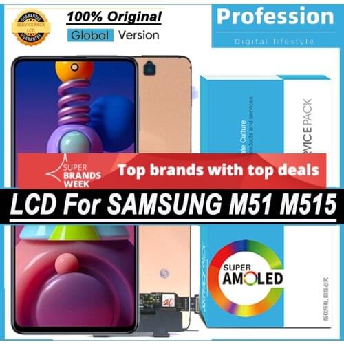 100% Original 6.7'' AMOLED Display for Samsung Galaxy M51 M515 M515F M515F/DS Full LCD Touch Screen Repair Parts + Service Pack