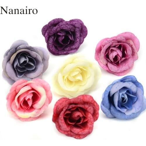 100pcs 4cm Silk Rose Artificial Flower Wedding Home Furnishings DIY Wreath Sheets Handicrafts Simulation Cheap Fake Flowers