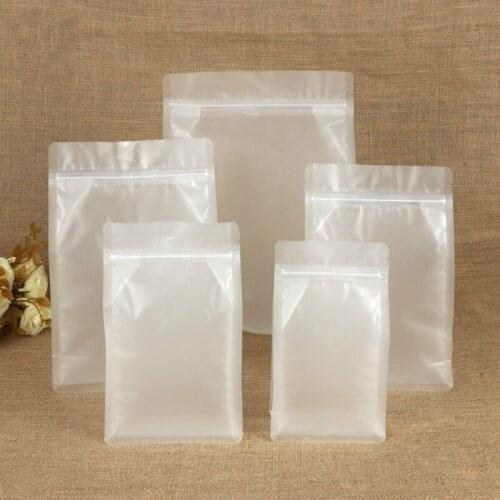 100pcs Frosted transparent plastic zipper ziplock bag food candy coffee seal sealing packaging bags