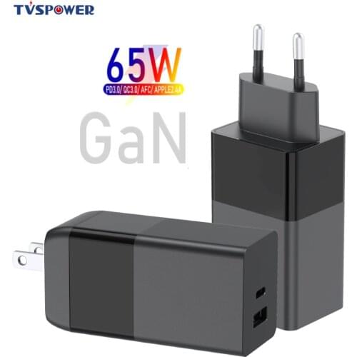 2port 65W GaN USB C PD Wall Charger 60W/45W/18W PD3.0/QC/PPS/SCP 5A Cable Type C for iPhone Xiaomi Huawei ASUS Laptop MacBook