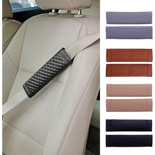 2PCS Universal Car Seat Belts Covers Mens Leather Black Car Padding Seat Belt Car Covers Car Accessories Interior