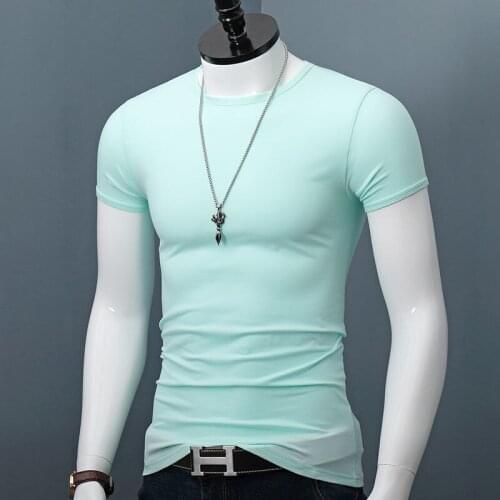2021 New Fashion Summer Men T-shirt Knitted Cotton Top Mens Sweater Solid Color Plus Size M-6xl Pullover Slim Knitted Tees W159