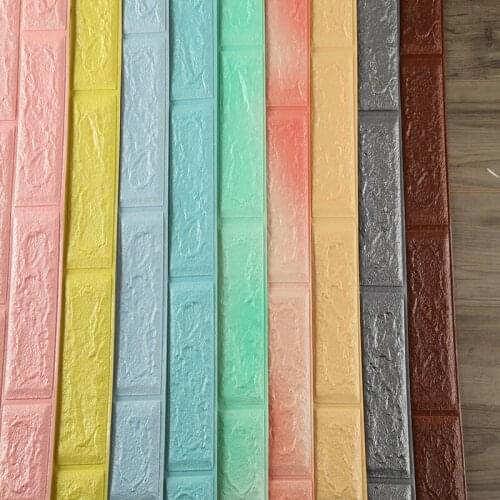PE Foam 3D Wallpaper DIY Wall Stickers Wall Decor Embossed Brick Stone Wallpaper Bedroom Living Room House Poster Size 70*35cm