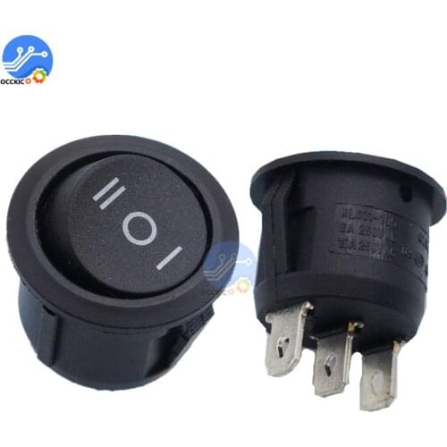 5PCS Mini Round Black 3 Pin SPDT ON-OFF-On Rocker Switch Snap-in Car Boat Toggle