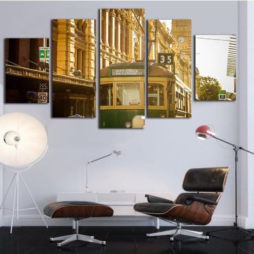 Vintage Bus Canvas Paintings 5 Pieces Canvas Art Wall Pictures For Living Room Frameless Poster and Prints Waterproof Ink