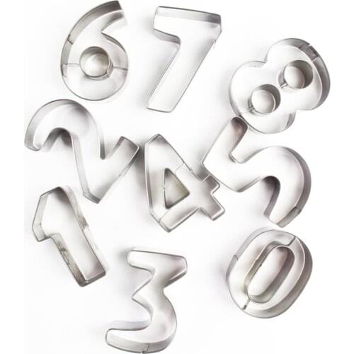 9 Pcs 0-8 Number Shape Cookie Biscuit Cutter Mould Stainless Steel Biscuit Mold Fondant Cutter Cake Decorating Baking Tools