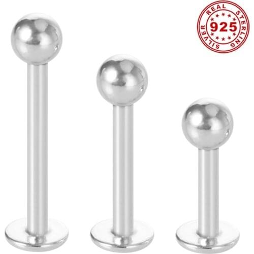 925 Sterling Silver Lip Ring Stud Earing Tragus Helix Labret Bar Monroe Daith Cartilage Ear Piercing for Women Body Jewelry 16G