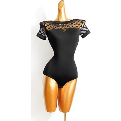 Dot Patchwork Bare Back Sexy Latin Dance Bodysuit Women Latin Dance Tops for Ballroom Samba Tango Dancing Performamnce TL595