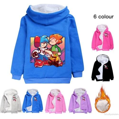 Friday Night Funkin Sweaters Hooded Baby Girls Coat Fashion Kids Coats Childrens Fur Coat Down Coat Winter Boys Clothes
