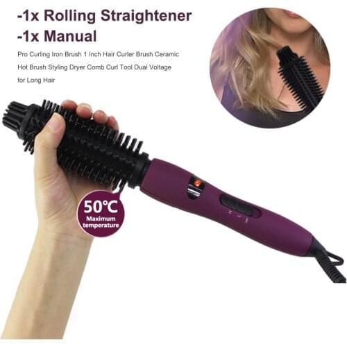 Electric Ceramic Curling Iron Brush Hair Curler Straighter Comb Dryer Comb Curl Tool Dual For Women Men Salon Hair Styling Tools