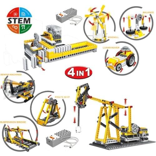 RC Toys 4 In 1 Remote Control Building Blocks Kit Assembled Electric Toys Children STEM Educational Toys Compatible Major Brands