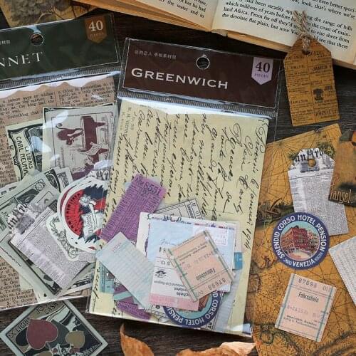 Journamm 40pcs/lot Vintage Flower Kraft Card Journaling Bullet DIY Scrapbooking Material Card Retro Hangtag with Hole LOMO Cards