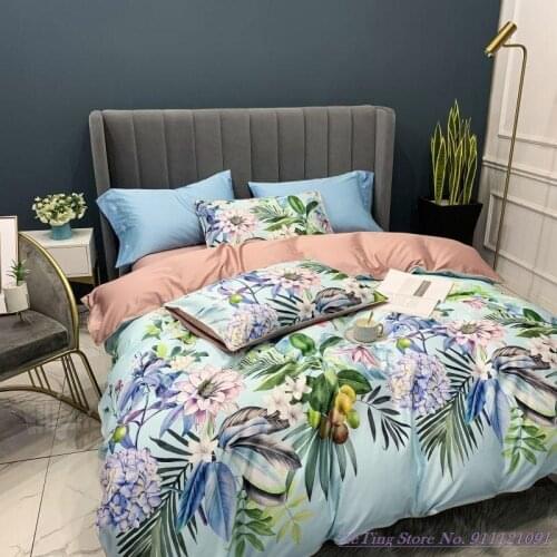 Pure Cotton 60TC digital printing BeddingSet satin long-staple cotton 1.8m bed linen home textile Flower Quality Duvet Cover4pcs