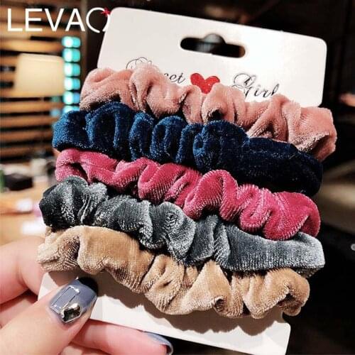 Levao 5PC Velvet Scrunchies Girls Elastic Hair Rubber Band Accessories Gum For Women Tie Hair Ring Rope Ponytail Holder Headdre