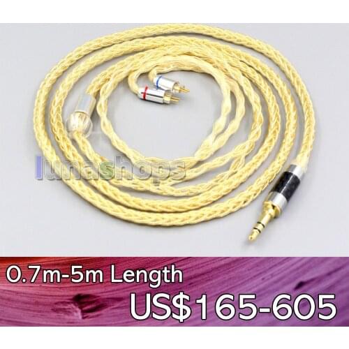 LN006487 2.5mm 4.4mm 8 Cores 99.99% Pure Silver + Gold Plated Earphone Cable For 0.78mm BA Custom Westone W4r UM3X UM3RC JH13