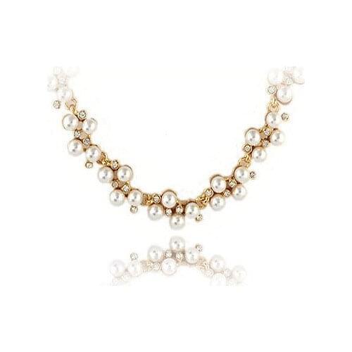Kymyad Fashion Gold Color Choker Necklace Crystal Imitation Pearl Necklaces & Pendants For Women Bijoux Collier Femme