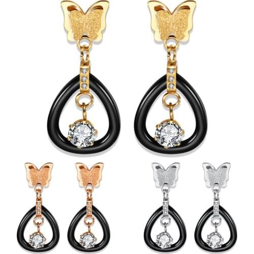 Fashion Drop Earrings Jewelry Butterflies Pendant Tassel Earring for Women Crystal Rhinestone Earring Pendientes