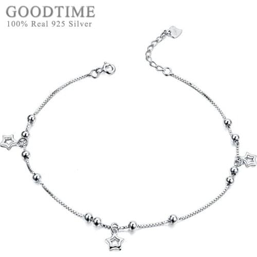 Fashion Anklet For Women 100% 925 Sterling Silver Star Bead Anklet To Lady Jewelry Foot Accessories For Bride Wedding Party