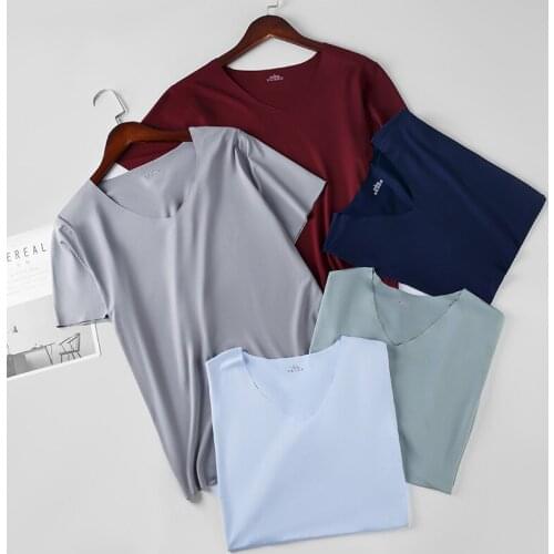 2021 summer new white solid t-shirt mens casual V-neck basic t-shirt mens high quality classic top m-5xl