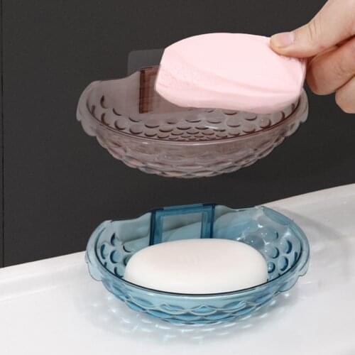 Soap Box Wall Mount Quick Drainage Base Acrylic Stable Adhesive Soap Dishes Bathroom Punch-free transparent drain soap dish