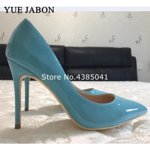 Real Pictures Blue Sexy Women High Heels Shoes Stiletto High Heels Women Pumps Shoes Pointed Toe Woman Shoes Plus Size 35-43