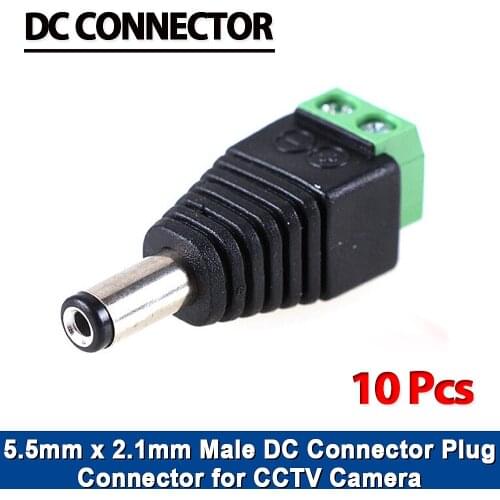 10Pcs/lot 5.5mm*2.1mm DC Connector CCTV Power BNC Connector for CCTV Camera