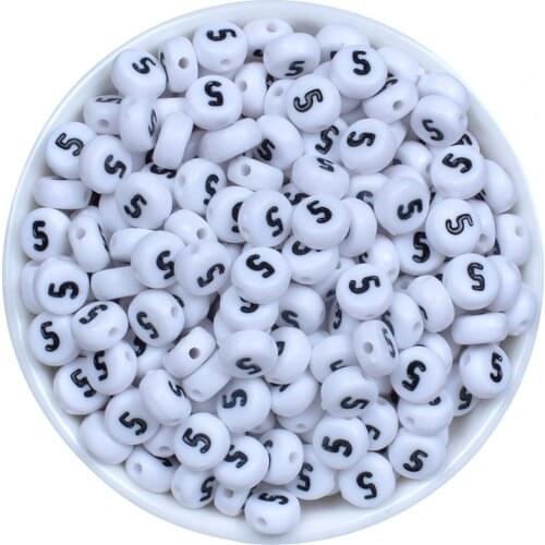 Single Number 5 7mm 100pcs/lot Handmade Round letter Alphabet/Letter Acrylic Beads for DIY Bracelet Necklace Gift