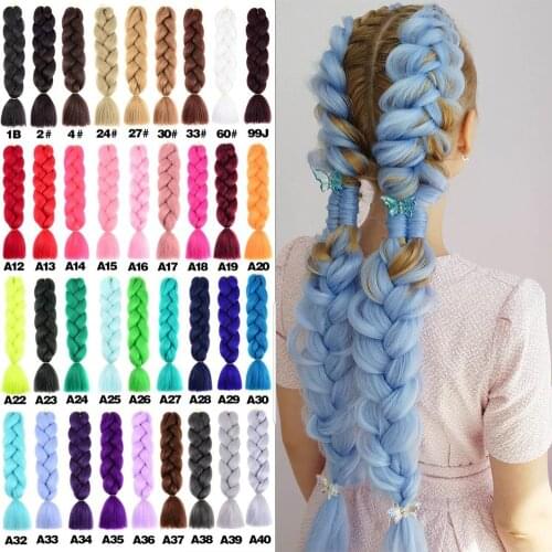 Single Color Braiding Hair Jumbo Braids Hair Extensions Colored Braid Hair Synthetic Braid Hair Colourful Braiding Hair for Girl