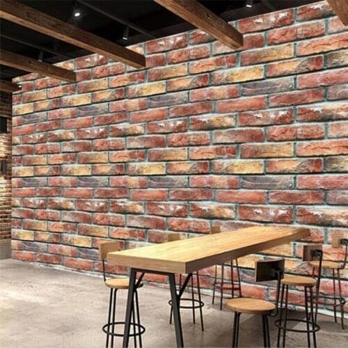 Custom Red Brick Wall Background 3D Wall Paper Home Decor Mural Stone Texture Bar KTV Industrial Decor Self-adhesive Wallpaper