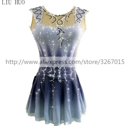 Figure Skating Dress Womens Girls' Ice Skating Dress Dark Grey Stretchy Competition Skating Wear Classic Sleeveless Ice Skating