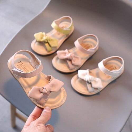 Casual Butterfly-knot Non-slip Soft Kid Toddler Baby Shoes Summer Korean Little Childrens Girls Princess Open Toe Beach Sandals