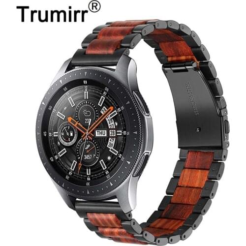 Nature Wood & Stainless Steel Watchband 22mm 20mm for Samsung Galaxy Watch 46mm 42mm SM-R800/R810/R815 Quick Release Band Strap