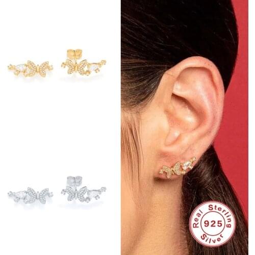 Butterfly Painted Flowers Pendientes Plata 925 Sterling Silver Earrings For Women Piercing Stud Earrings Серьги 2021 Trend Aros