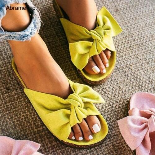 Women Slippers Summer Sandals Bowknot Casual Beach Shoes Ladies Fashion Female Flats Flip Flops New Slides Footwear Size 36-43