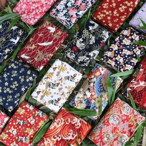 148cmx50cm Bronzing Printing Japanese Style Pure Cotton Fabric Cheongsam Tablecloth Floral Cloth Chinese Style Clothing Fabric