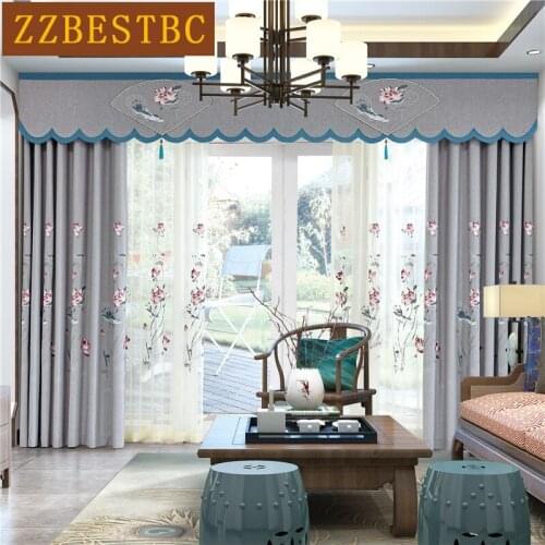 Modern pastorl luxury embroidered cotton linen blackout Curtains for living room Bedroom Elegant Window Treatment Curtain