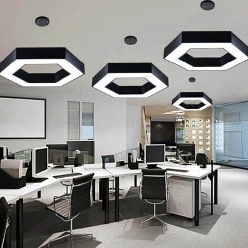 Modern minimalist led office hollow hexagonal chandelier creative personality honeycomb lighting geometric shaped mosaic light