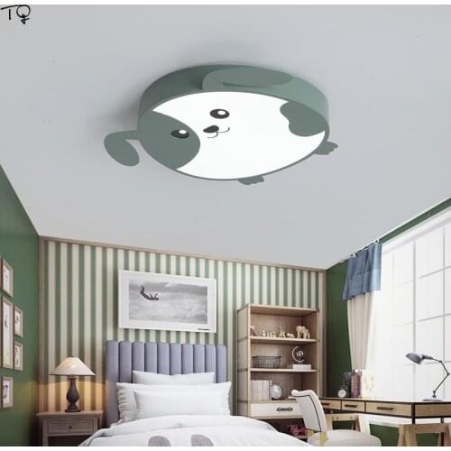 Modern Cartoon Cute Cozy Puppy Pink Ceiling Light Remote Control Kids Room Light Bedroom Boy Room Princess Kindergarten Lanterns