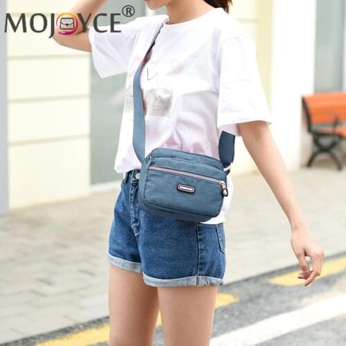 Casual All-match Solid Color Nylon Multi Layers Small Handbags Fashion Women Patchwork Zipper Shoulder Messenger Crossbody Bag