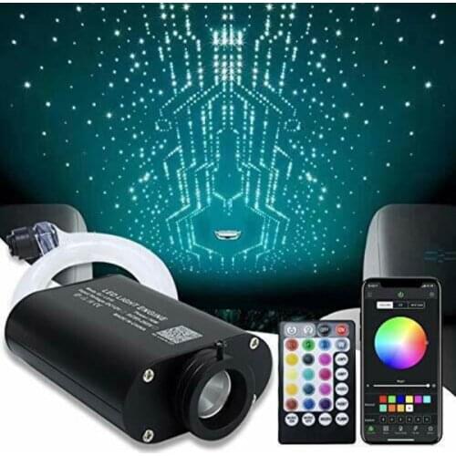 16W RGB Car Roof Star Lights LED Fiber Optic Star Sky Ceiling Kit Light 150/200/300pcs 0.75MM 2M With APP Bluetooth Controller