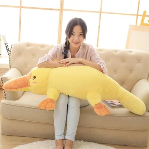 Duckbill Duckmole Platypus Lying Plush Toy Yellow Stuffed Animal Pillow Kids Sleeping Companion Toy 50/60/80/100/120cm