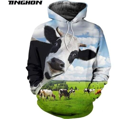 XS-7XL New Fashion Mens hoodies 3D All Over Printed animal Cows Hoodie Harajuku streetwear sudadera hombre