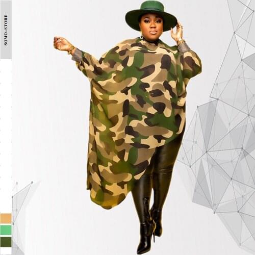 Trendy Plus Size Women Clothing African Clothes for Womens Digital Printing Long Sleeve Irregular Skirt Wholesale Dropshipping