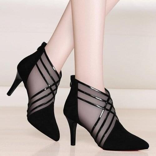 2019 Summer Womens Shoes Stripe Hollow Out Lady Sandals 10CM High Heels Sexy Peep Toe Slingbacks Woman Sandal Black