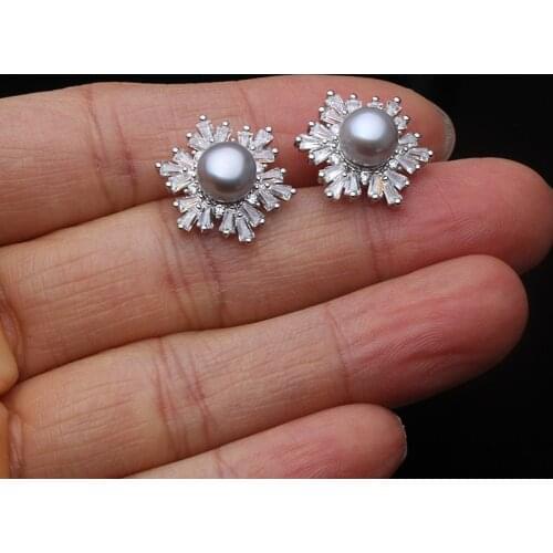 Natural Freshwater Grey Pearl Earring For Women,wedding Bohemia Bridal 925 Sterling Silver Earrings Pearl Gift