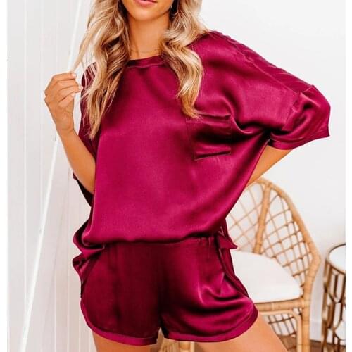 New Women 2 Piece Set Homewear Elegant O Neck Pullover Tops And Loose Shorts Home Suit 2021 Lady Spring Summer Pajama