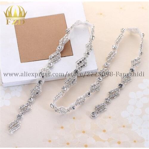 1 piece Iron On Glass Rhinestone Crysta Applique Bridal Wedding Waist Belt Applique Trimming DIY Craft Flatback Strass Diamante