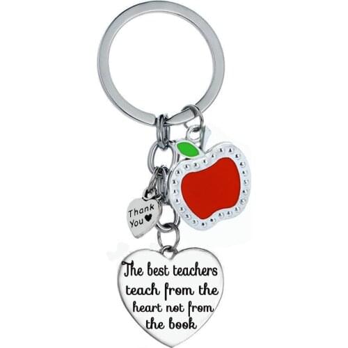 36PC Red Apple Thank You Charms Keyring The Best Teachers Teach From The Heart Not From The Book Keychain Teacher Jewelry Gifts